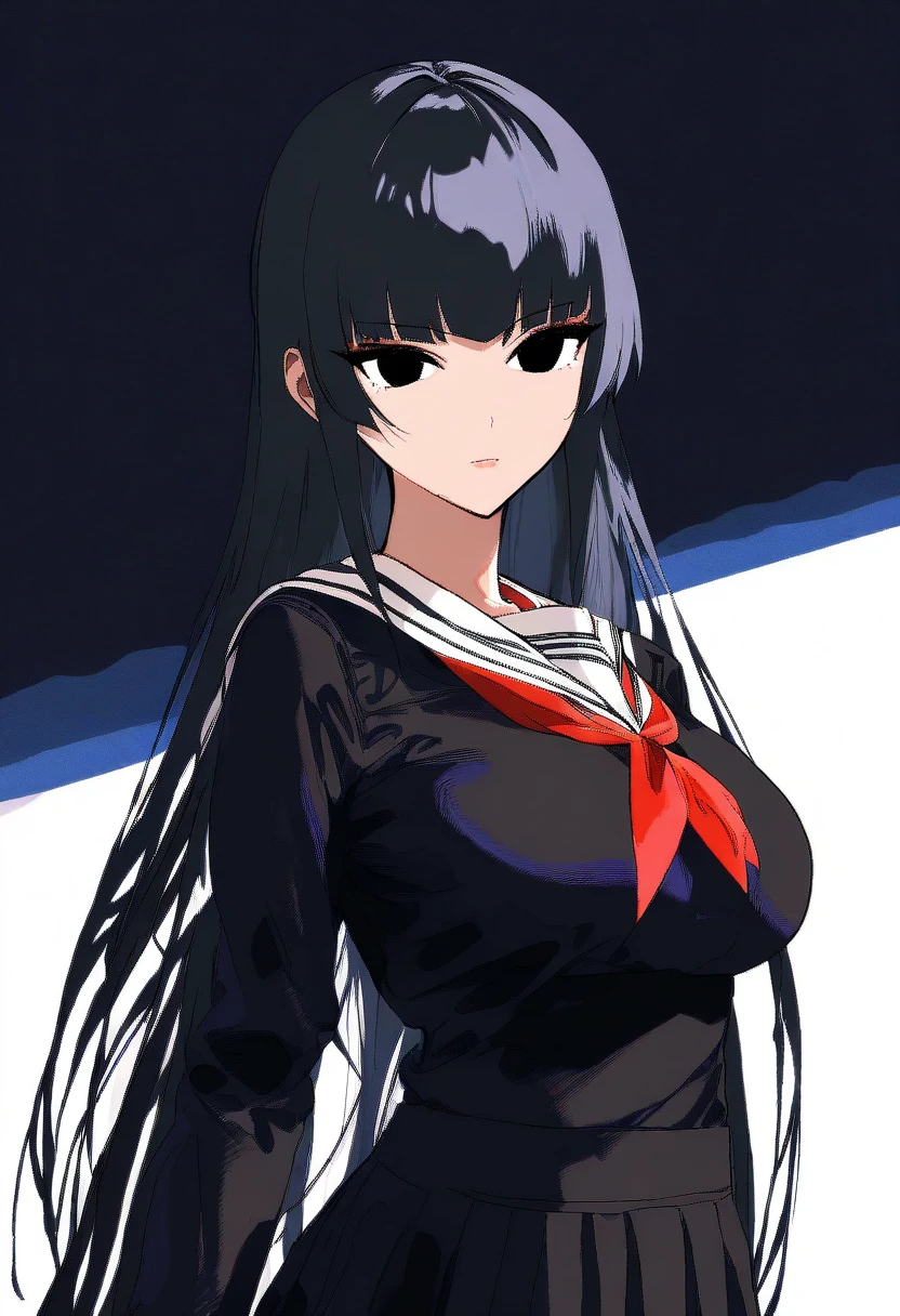 Menina anime with long black hair and striped shirt, (Menina anime), Menina anime with long hair, melhor garota de anime, personagem feminina de anime, attractive Menina anime, an Menina anime, Arte suave em CG de anime, seductive Menina anime, anime wearing a black dress, beautiful anime, estilo de arte anime moe, estilo de anime ecchi, linda mulher de anime, anime