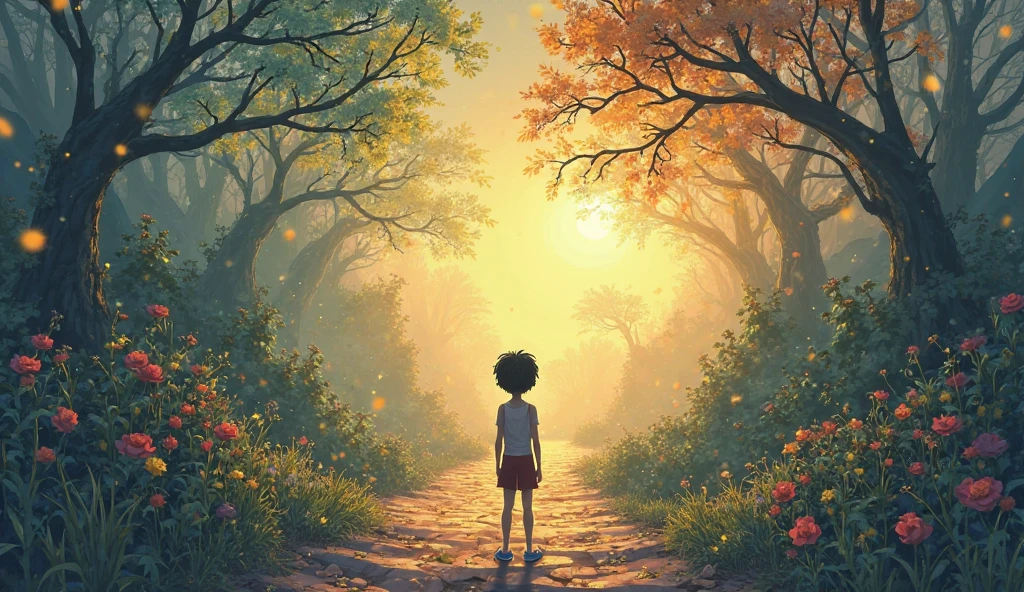  animation : A path that bifurcates between a life of scarcity and a life of abundance.