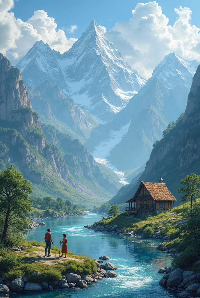 The story of the majestic landscape really makes people's hearts flutter. The image of the blue mountain, The winding river and the cozy little house create a serene picture, makes us want to immerse ourselves in the beauty of nature. The image of the carpenter and the hard-working peasant not only shows diligence, but also evokes the bond between man and the earth. ren's laughter echoes like a copy symphony of simple life, brings a sense of peace and happiness.