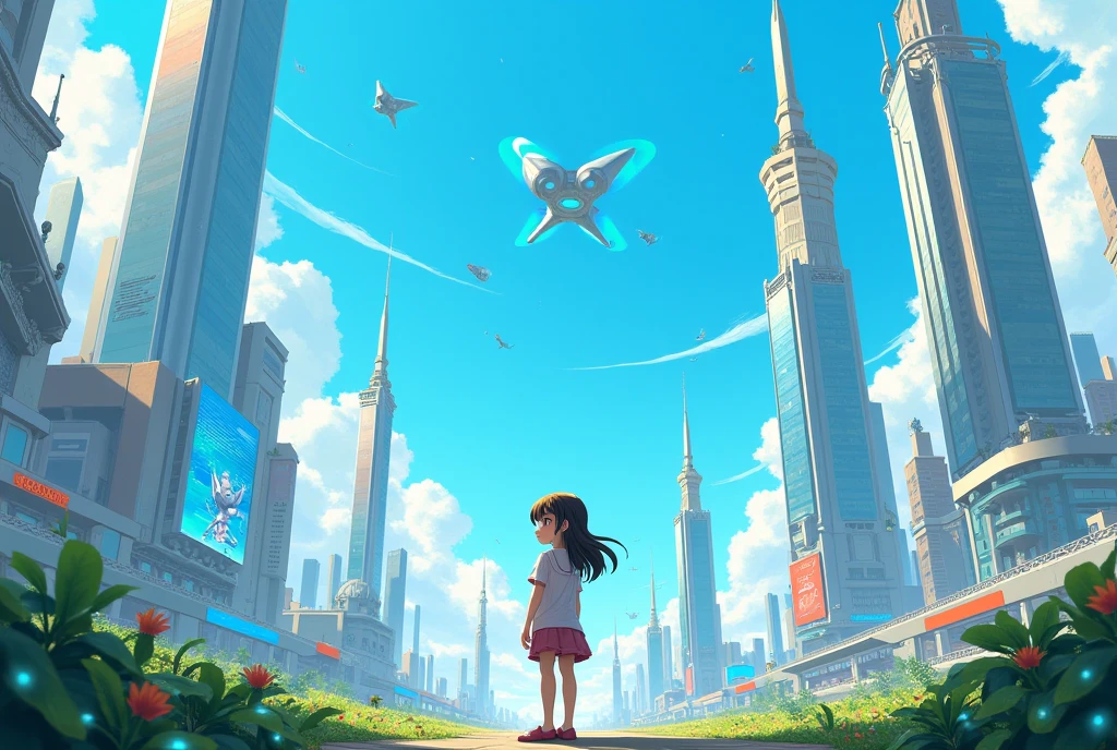blue sky city, girl