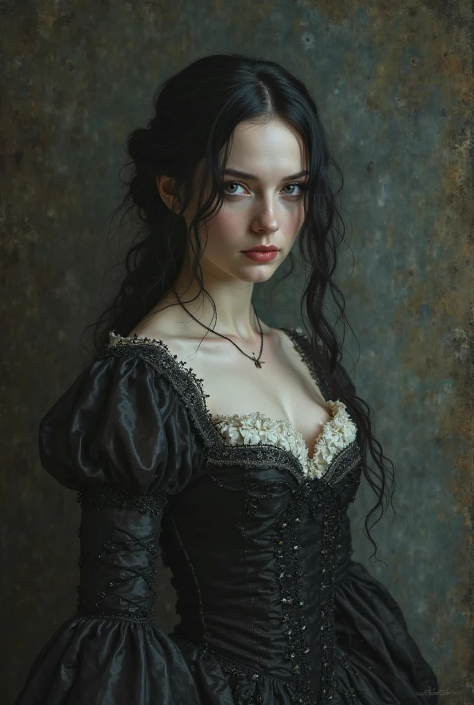 Mia Wasikowska vampire wearing torn pink clothes of the 1500's nobility 