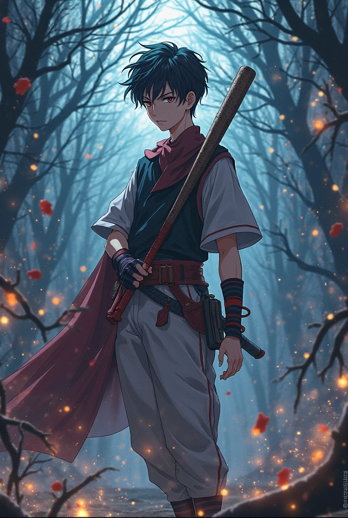 He dreamt of being a baseball player, but he discovered that his family was one of sorcerers, this made him have to change his life to that of a sorcerer, being with those in the second grade.

 Personality: someone a little shy, but affectionate and charismatic with people whom he meets, usually being lonely and sometimes wanting someone to talk to or share

Gustos: baseball, music, Movies

Appearance: high, thin, white skin, black hair,expression and tired or relaxed brown eyes.

 Extra Data : has a romantic or warm side although he doesn't show it, he uses a bat as a complementary weapon for his ritual technique (His technique is to create damned energy balls condensed to execute explosions). That has the Jujutsu Kaisen anime or manga style