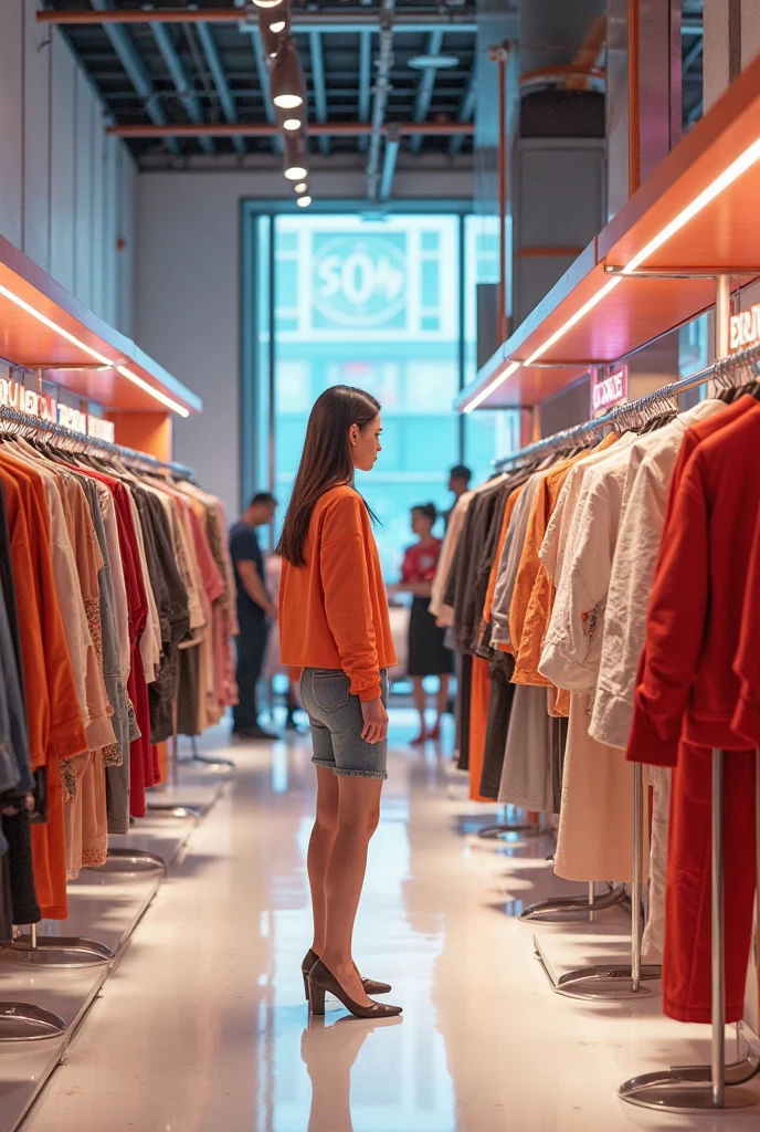 Person in a store wanting to buy clothes.