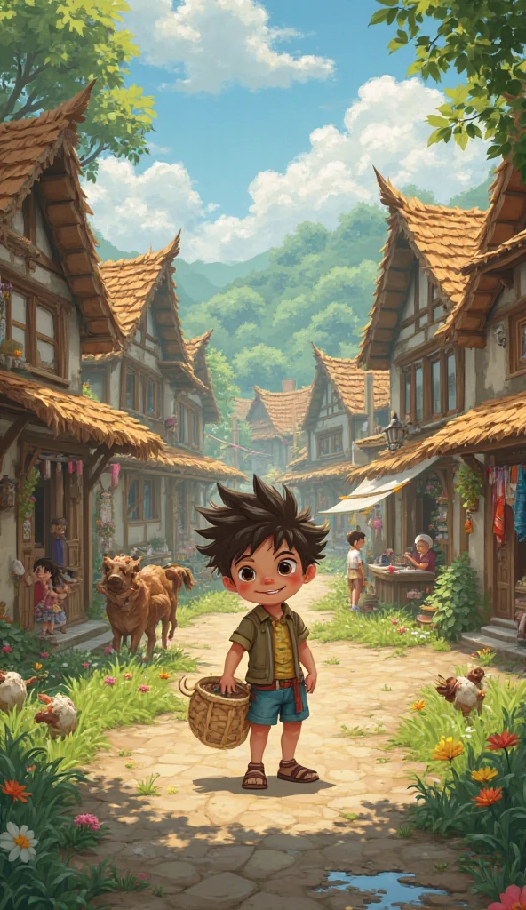 In a small village, there lived a mischievous  named Mintu.