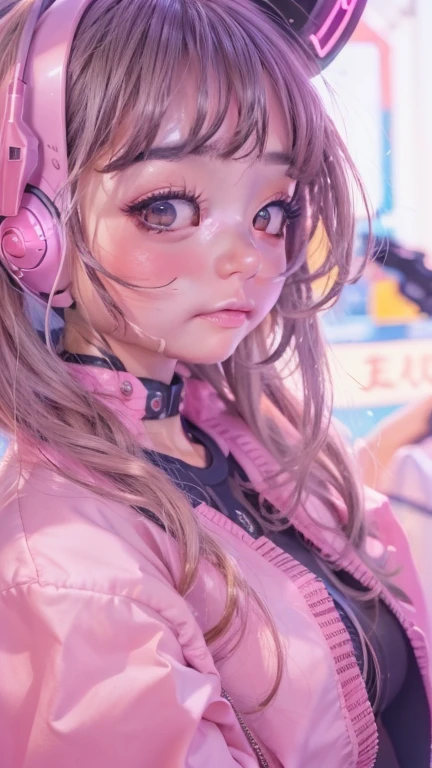 On the rack is a doll with pink hair and sunglasses, pink twintail hair and cyan eyes, Belle Delphine, kawaii decora rainbowcore, decora inspired, y 2 k cutecore clowncore, beautiful pink little alien girl, harajuku hair, e - girl, e-Girl, Portrait of radical Lolita girl, dollpunk, Lori