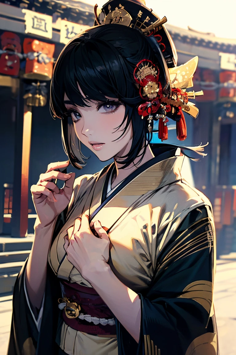 (masterpiece:1.5),beautiful hair,Beautiful Eyes,beautiful lips,Beautiful slender body,Big Breasts,cleavage,(Konno Anna:1.2),(Riho Yoshioka:1.1),(in the Imperial Court:1.3),(Riverside:1.4),bust illustration from the front ,((((the most beautiful woman in the world:1.7)))),(((( kimono,jacket,Taisho Romance:1.5)))),((19-year-old single woman holding a fish in her hand:1.1)),(accurately depicted anatomically correct hands:1.1)black hair,long lashes,Three-dimensional, jewel-like eyes,Very delicate and beautiful CG,2. 5D illustration, Anatomically Accurate Body, (very precise illustration:1.1),(Outdoors:1.4), (wallpaper:1.4),8k