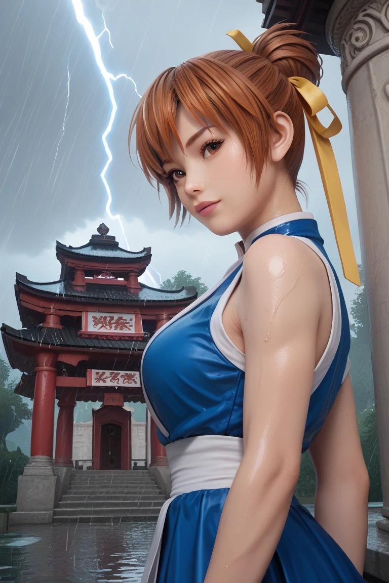 Doa Kasumi, temple, raining, lightning