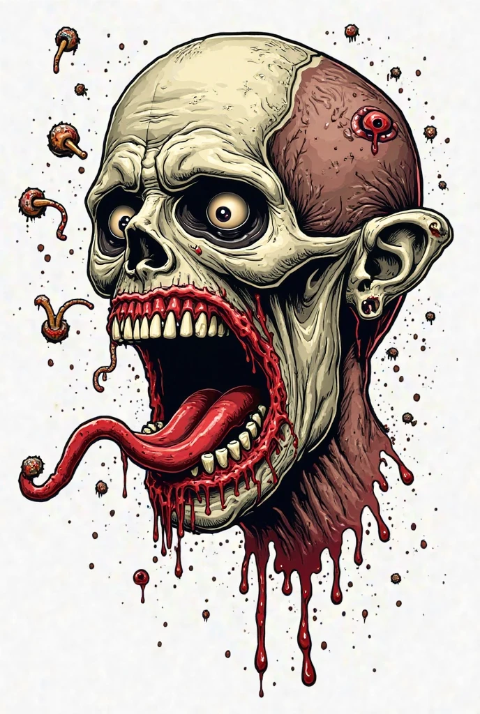 Dave McKean Style - The CORINTHIAN Daemon character Dramatic dynamic portrait Dave McKean Art Style eerie atmosphere Grimdark gritty texture,, ((subtle hints of gore innew school Japanese ink in jinji ito style)), teeth in orbital sockets,,holding the skull of conjioned twins with a candle in it.