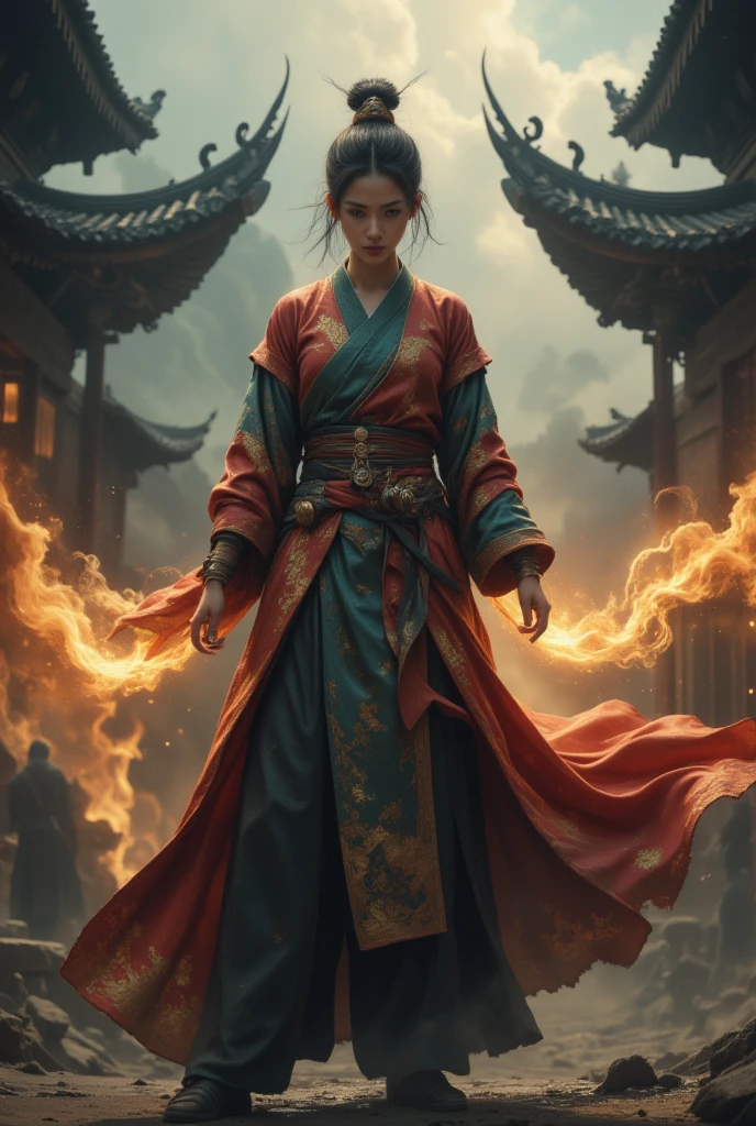 beautiful, gorgeous, Chinese, girl, short hair, (battle monk), shaolin