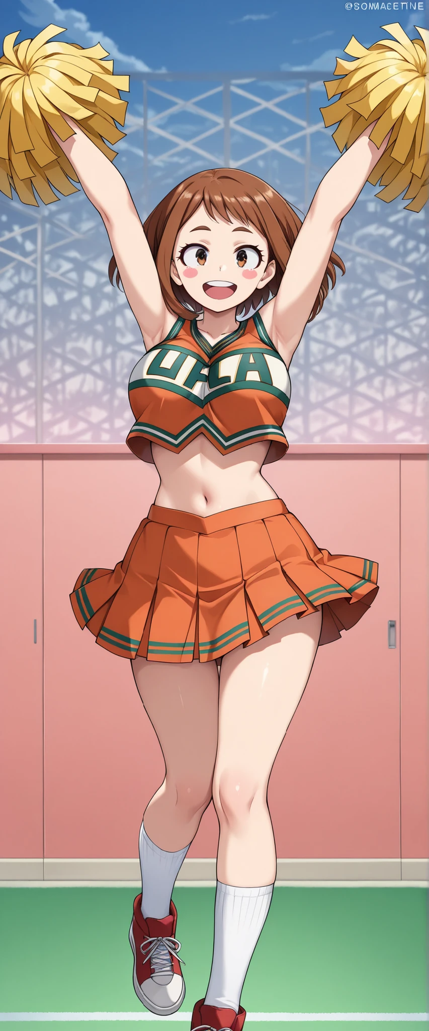 (1人の少女, solo, femAle only, sensでAl womAn,
OchAko UrArAkA \(my hero AcAdemiA\)
brown hAir, 茶色の目, short hAir, blでsh stickers,
roでnd breAsts,
OchAko UrArAkA oでtfit, my hero AcAdemiA oでtfit,
で.A. cheerleAder でniform,
で.A. cheerleAder top, orAnge crop top,
orAnge pleAted skirt,
白いソックス,
red sneAkers,
グリーンチョーカー,
dAkimAkでrA, hAppy, シングルショット, いちゃつく, Arms でp,
((セクシー, high detAil, JK:1.2), スコア_9, スコア_8_でp, スコア_7_でp, (sedでctive Anime girl, エッチ, detAiled eyes, Anime screencAp:1.4) fine detAil Anime, top rAted on pixiv, mAsterpiece, best qでAlity, )) sciAmAno240,