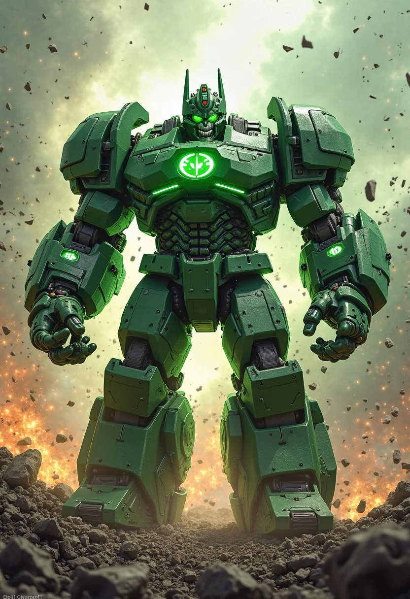 Oh yes — Hulk as a Transformer would be an absolute beast. Here's a prompt that captures that unstoppable, rage-fueled energy in Cybertronian form:
Prompt:
"Envision the Hulk as a massive, unstoppable Transformer. His towering frame is built with hulking green armor plates, reinforced with dark steel and glowing gamma-core energy lines. He’s bulkier than most Transformers, with oversized fists that can smash through metal mountains. His optics glow with rage — a piercing green — and his faceplate mimics a snarling expression. His transformation is brute-force-based, tearing through obstacles rather than maneuvering around them. His alt-mode is a heavy-duty Cybertronian siege tank, powered by raw gamma energy, with treads that crack the ground beneath him. Debris floats around him as he roars in mechanical fury, standing in a ruined battlefield with sparks and smoke in the air. His presence radiates pure, unrelenting power."
