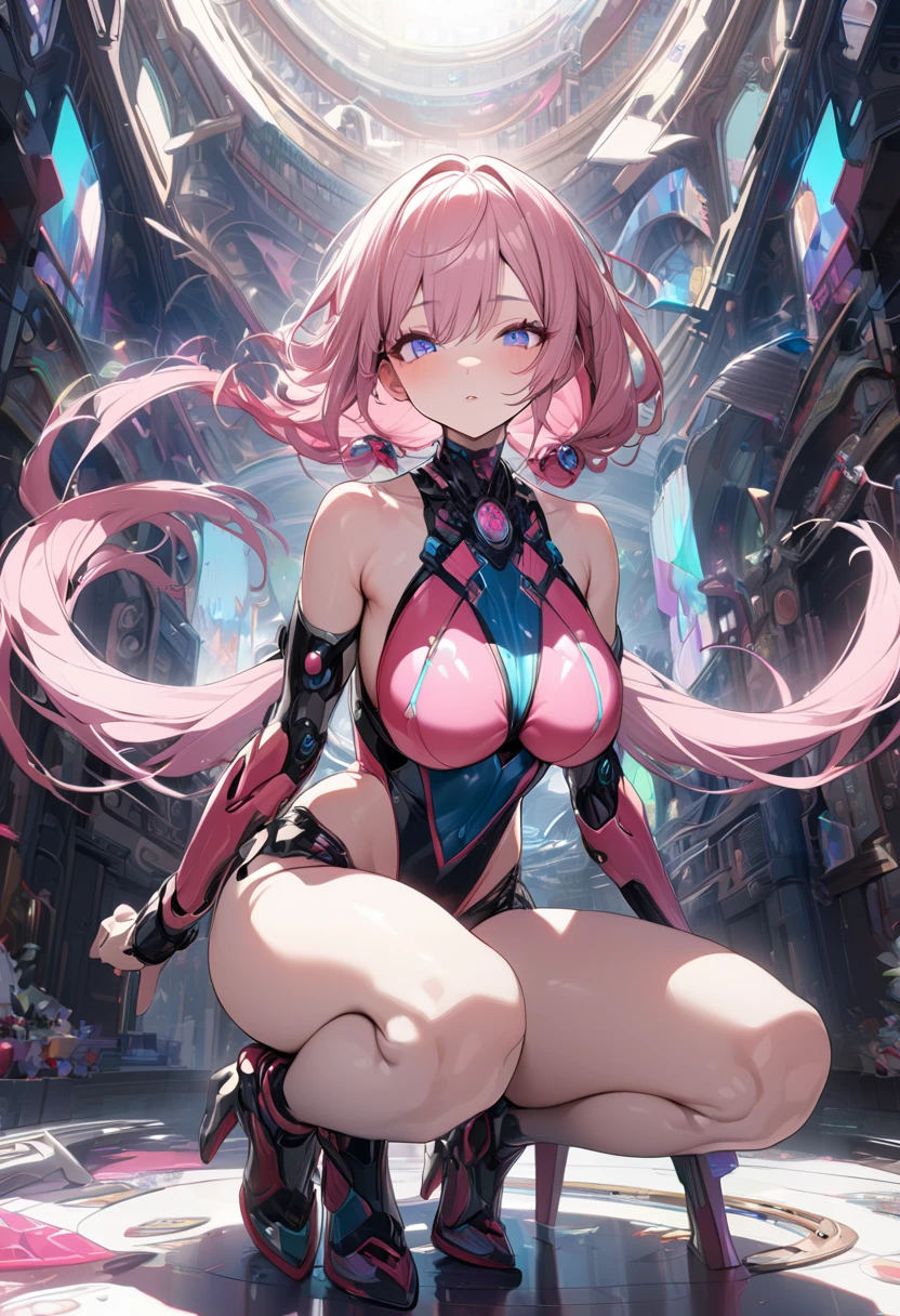 1 person、Mature、Ample breasts、Long Hair、Pink Hair、Close ~ eyes、Long eyelashes、sleep、Laboratory、graduate School、cyber punk、Test specimen、Limb restraints、naked、Nipples、Areola、むき出しのNipples、Tubes connected to the body、Nipplesにチューブ、Aquarium、縦長のAquarium、naked、High resolution、Highest quality