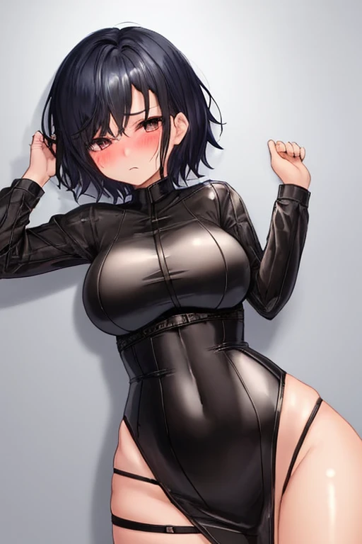 masterpiece, Highest quality, 1 person,( Large Breasts,Are standing, View your audience,),Detailed Background、A person who writes in detail、Accurate human body、Knowledgeable person、Accurate 5-finger,Mature Woman,Thighsが太い,Cruby Body,allmind,Long sleeve、Thighs、alone,((Oversized hoodie,)),slave collar,, Cleavage，Sitting,( open legs),((zettairyouiki))