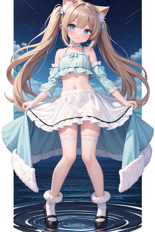 (((2D Beautiful Girl)))、Beautiful illustration、top-quality、Perfect fingertip、perfect anatomia、Perfect outfit、cute petit girl、(transform sequence)、((white leotard costume))、12year old、Slender beautiful girl、Fractal Art、baby-face、stright long hair、beatiful detailed eyes、kindly smile、Full Body Display、（1 person）、Western-style garden、beautiful sunny garden、（Loleg）