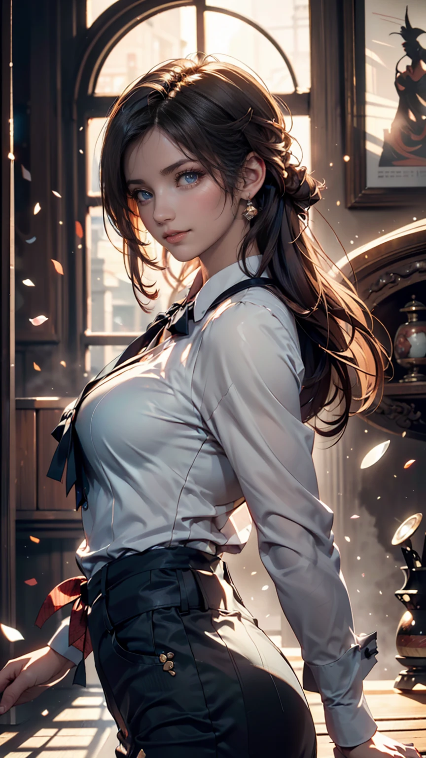 (top quality,masterpiece:1.3,super high definition),(very detailed,caustics,8k),(photorealistic:1.4,RAW shooting),1 girl,(smiles at the camera、 look down),(front shot:1.1),( facing forward ),18 years old,cute,Japanese, black short ponytail,uniform,glamorous,(big ),( close-up),( focus),street,SUNSHINE,natural light,(backlight),(bright light shines in ),(lens flare),PROFESSIONAL LIGHTING,(cowboy shot),(Low position:1.3),( Low Angle :1.3)