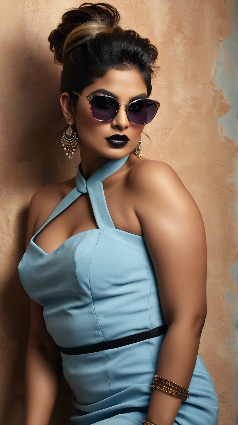 Looks like Anushka Shetty, extremely gorgeous, stunning beauty, sexiest milf, true milf, milf goddes, smokin' hot, mature lady, 50 years old Woman, sweat, sexy outfit, thick figure, bulky figure, sensual dress, sexy tank top, ((Master piece, very realistic, best quality, highly detailed, Frontal view, DELICATE, PORTRAIT, WOMAN 50yo, AESTHETIC)) shallow depth of field, realism, photography, good proportions, narrow depth of field, tilt shift look, bokeh, anamorphic look, cinematic, dark and moody, ((a pale white complexion MODE with short WHITE color hair and bangs and smokey eye makeup, BLACK lips)), sweating body, wet skin, wearing black fashion designed by Rick Owens, a dark photograph by Tim Walker and Tom Hoops and Matt Mahurin, a dark liminal space, a desolate seedy hotel room with peeling wallpaper and black painted walls, symbolism, primordial fluids, uneasy feeling, dark occult imagery, melancholic ((very aesthetic))