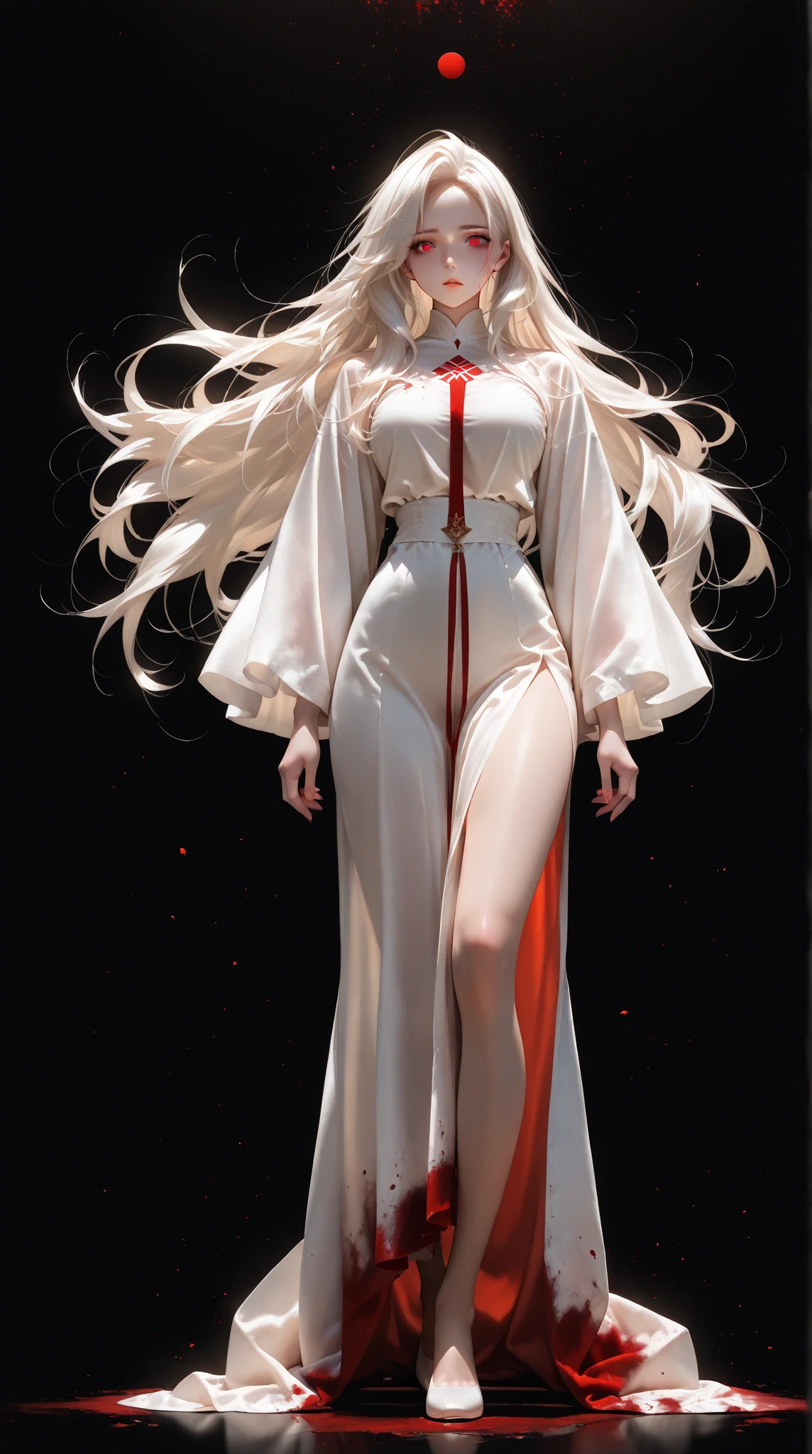 Pretty girl, long blonde hair, transparent dress