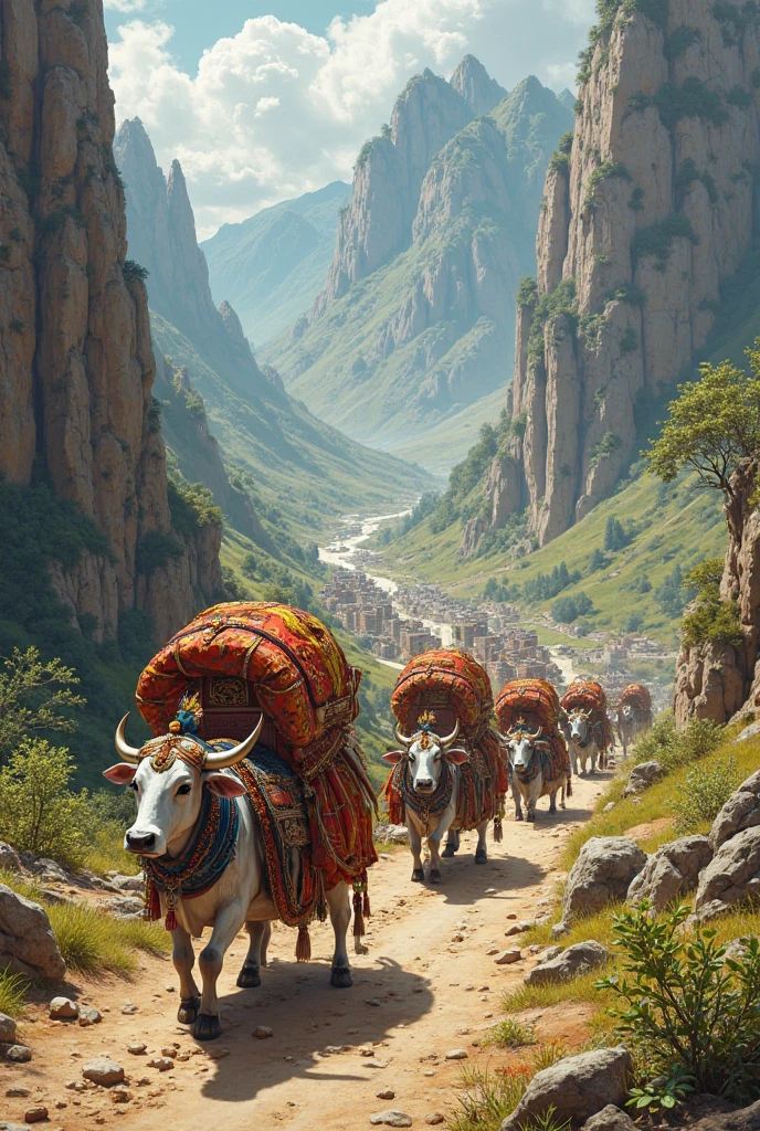 ancient Chinese silk caravan, rice and jewelry
