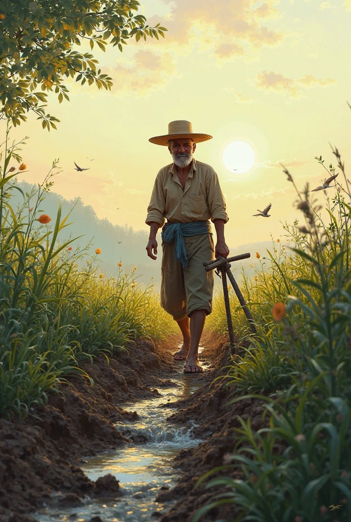 সে প্রতিদিন ভোরে ঘুম থেকে উঠে মাঠে যায়, জমিতে হাল চাষ করে, পানি দেয়, আগাছা পরিষ্কার করে