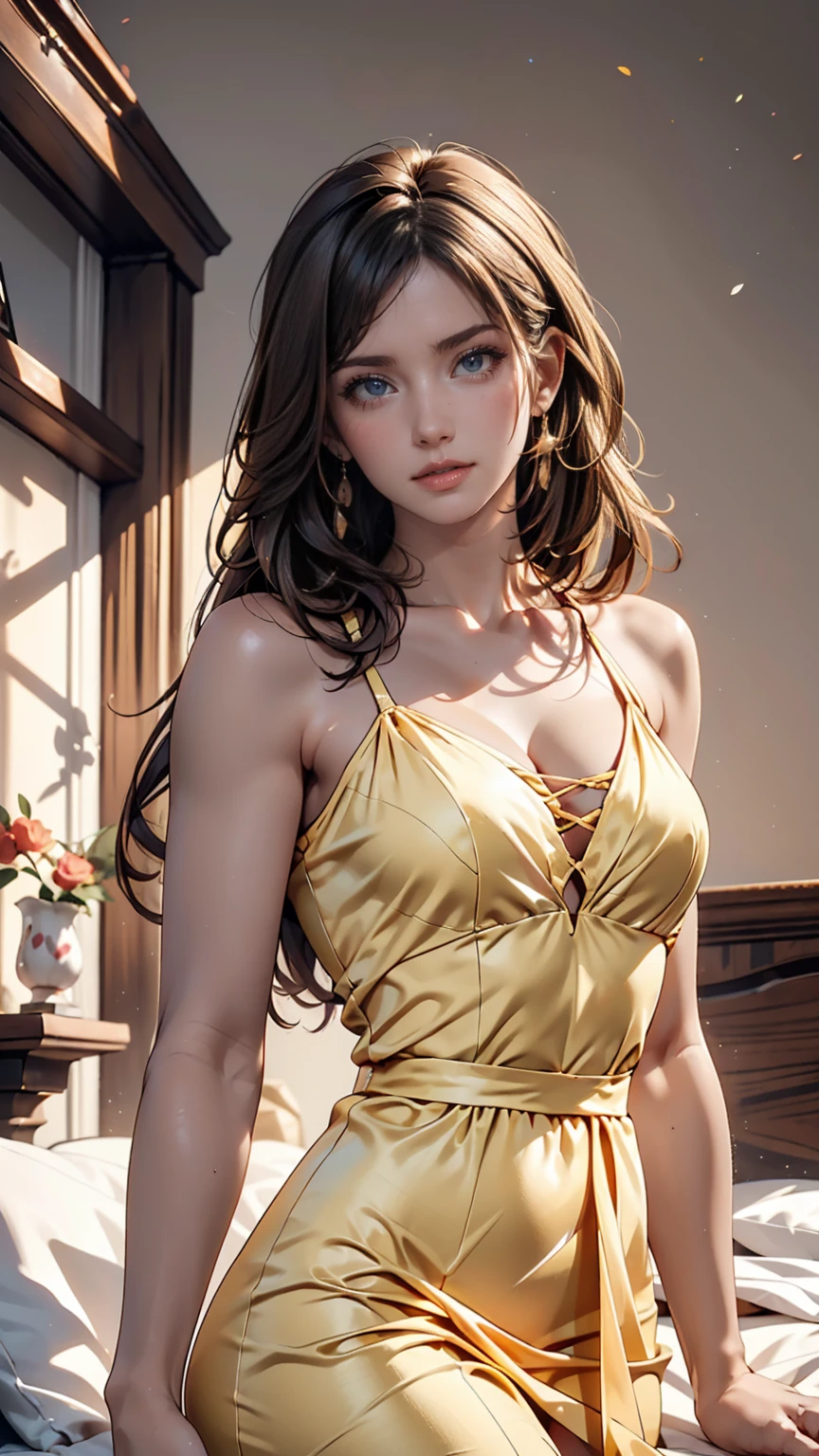 (best quality,4k,8k,highres,masterpiece:1.2),ultra-detailed,realistic,portrait,bedroom scene,woman on all fours,side view,(bottom up:1.1,top down:1.1),lighting from the window,soft and warm colors,beautiful detailed eyes,beautiful detailed lips,long hair,fashionable outfit,relaxed and confident expression,cozy atmosphere,fluffy pillows and bedding,vases with fresh flowers on the nightstand,luxurious headboard and bed frame,subtle shadows and highlights,realistic textures and fabrics,peaceful and serene ambiance, ((downward dog)), (((bottom up top down)))