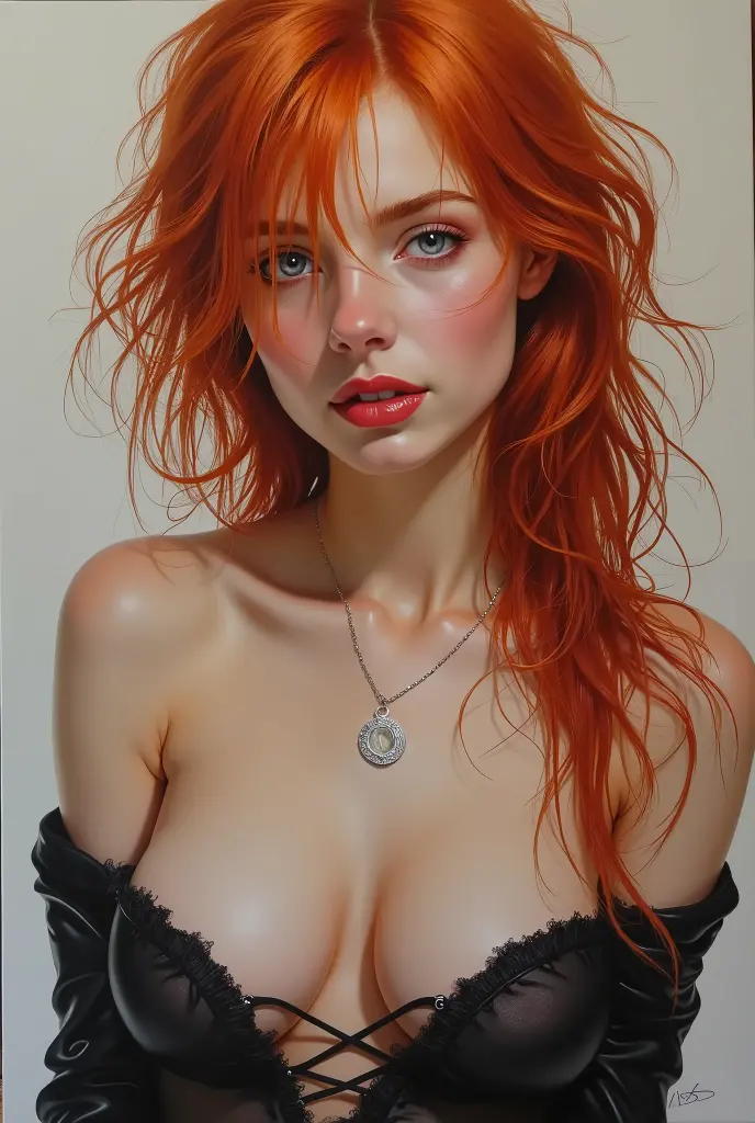 Topless woman with red hair 