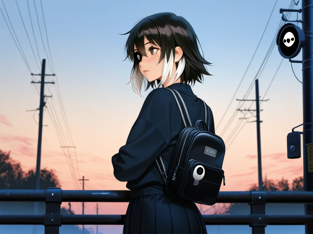 ((Looking away2.0,from side)),outside the street,((face close up1.8)),One 16 years old girl,(dark skin color),short black hair,seductive smile,baseball cap,shirts,short sleeve,shorts.