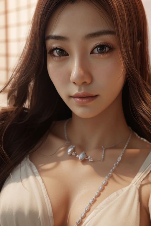 Gentle and charming Chinese beautiful woman, upper body photo, exquisite and sexy collarbone, charming oval face, double eyelids, smart peach blossom eyes, pink lips, small nose, bare shoulders, focused face, face close-up, ultra-high-definition, Super detailed, elegant standing, super sweet mohair sweater, the loose style can best cover the small belly and slimming! It looks great with a skirt and looks tall
