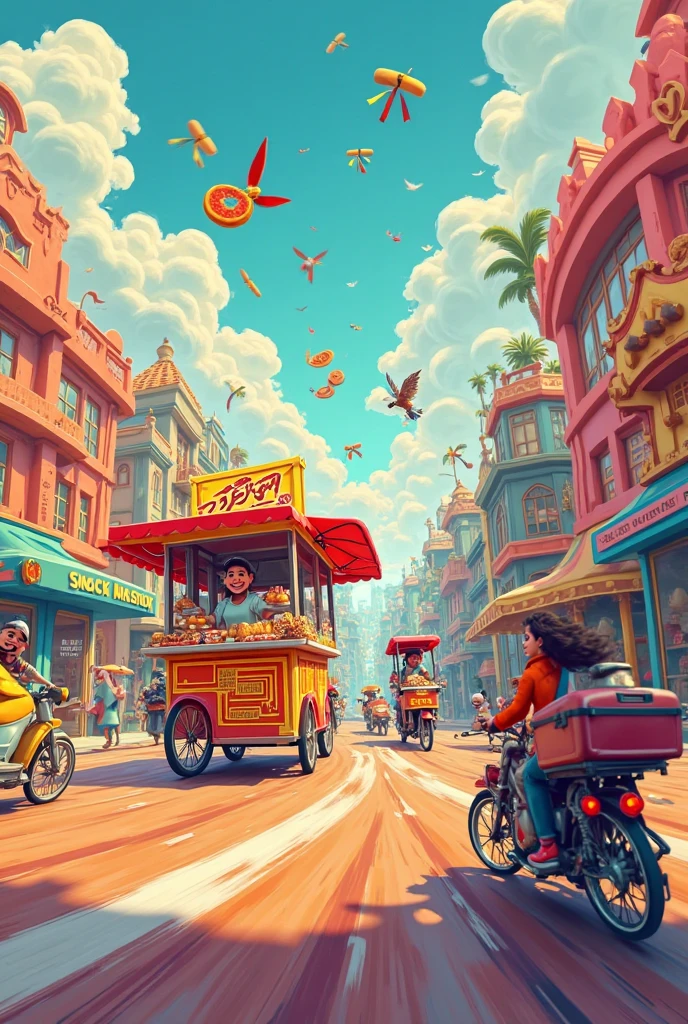 Cartoon snack sales carry speeding whimpers on the road