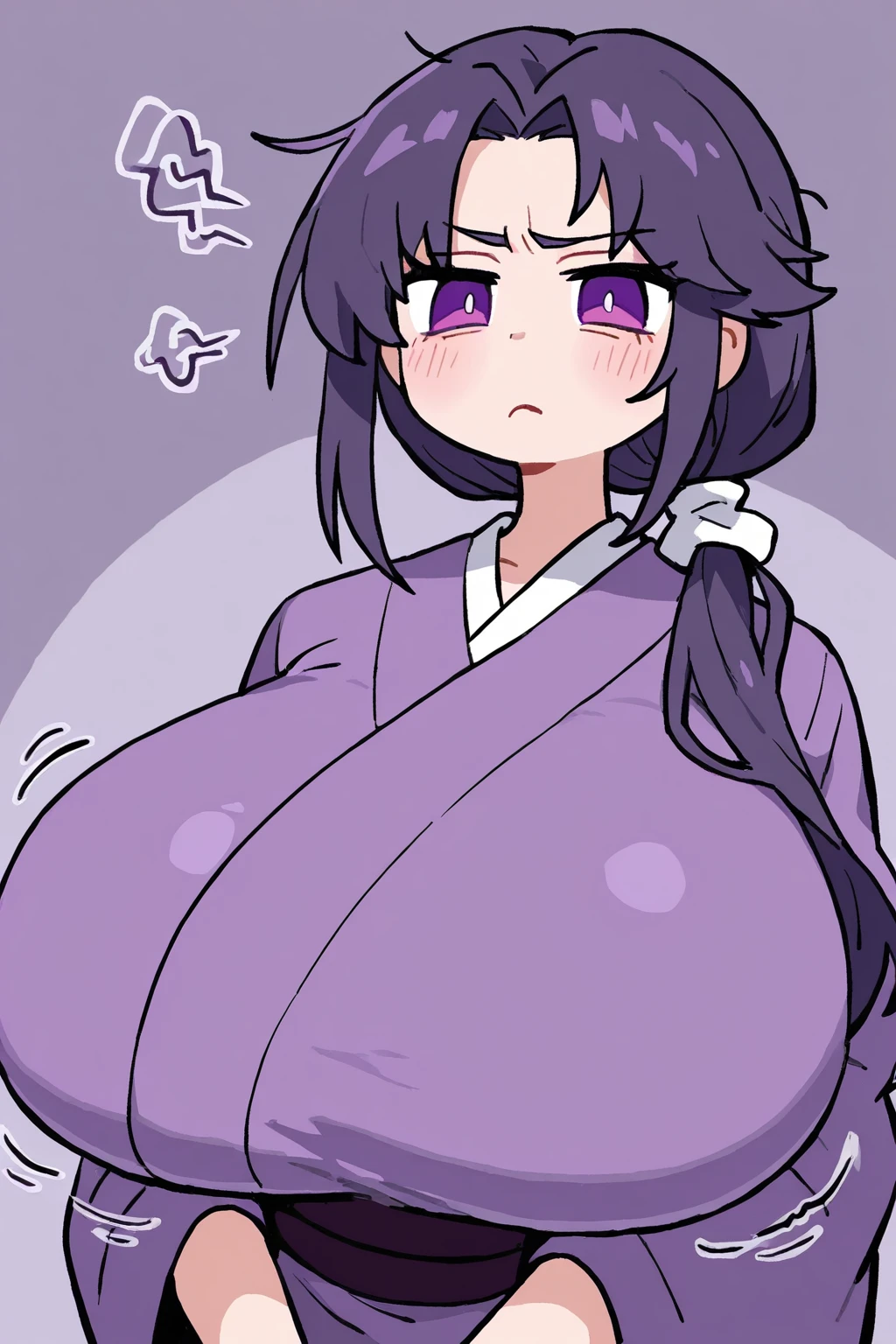 art by kipteitei, 1girl, naked, art by kipteitei, kochou shinobu, butterfly hair ornament, purple eyes, multicolored hair, short hair, parted bangs, haori, wide sleeves, long sleeves, thick thighs, sitting down in front of viewer, round belly , grabbing belly, poking belly, pear shaped figure, belly focus, chubby (best quality, masterpiece)