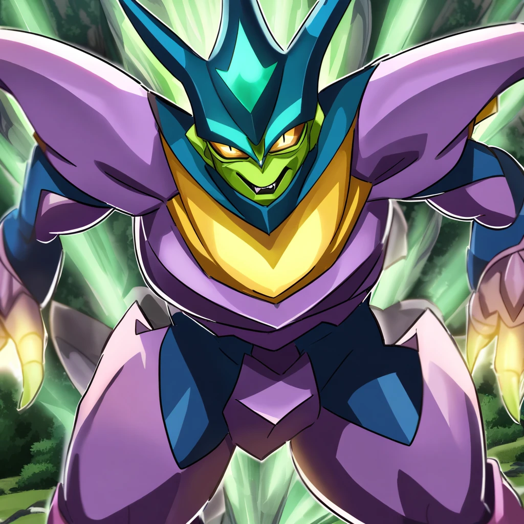 Huge muscles,Devilish wings,Devilish horns,Clear liquid dripping from penis,black costume,Huge erect penis,Ready your weapon,Wearing an evil aura,Black light,Chanoir's face,Defeat the Demon