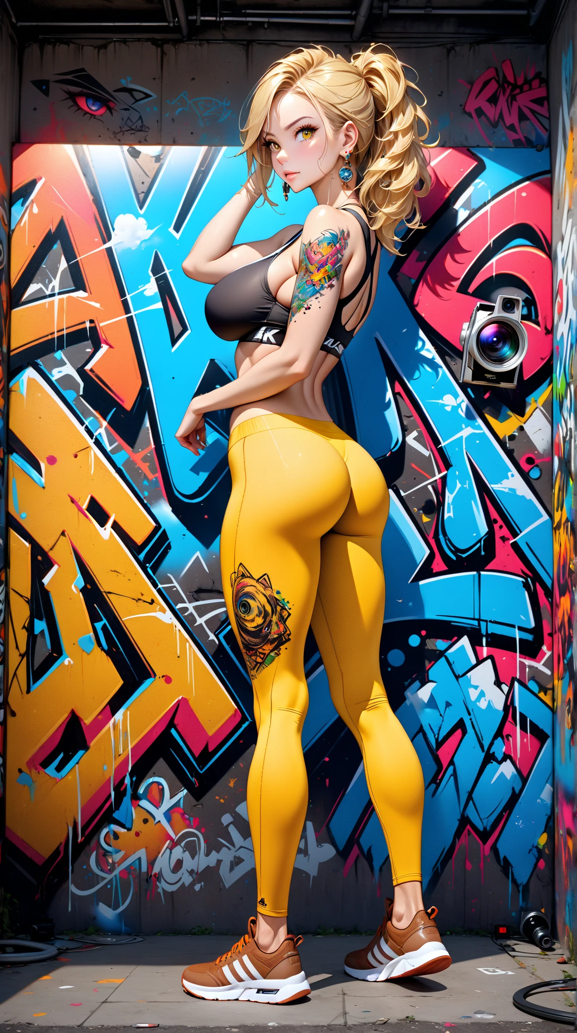 (Painting:1.3) of,(Lustful:1.5) close up, full color painting of squatting cyberpunk girl, sunglasses, high heel shoes, perfect hourglass figure, perfect perky tits, (((Graffiti art) (by Carne Griffiths))), red wall background, insane details, intricate details, hyperdetailed, low contrast, soft cinematic light, dim colors, exposure blend, hdr, front,(Colorful:1.3),((retrofuturism)),(science fiction),dystopian Art,ultrafine,detailed,future tech,by Clarence Holbrook CArter,by Ed Emshwiller,CGSociety,ArtStation contest winner,trending on ArtStation,DeviantArt contest winner,Fallout