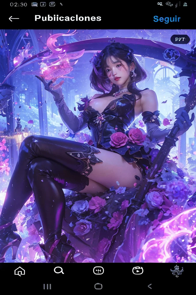 sexy Indonesian Model who controls poison、beautiful smile、lipgloss、long lashes、smokey eyeshadow、look at the camera、full body Esbian、、sparkling poisoned flower costume、、、、shiny sparkling multicolor hair、secrete poison、skull hair accessories、fishnet tights、shiny sparkling dark magic forest background