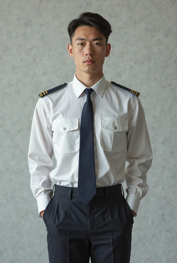 there is a uniform hanging on a clothes rack in a closet, uniform plain sky, plain uniform sky, blue uniform, plain uniform sky at the back, Pilot clothing, 军事Pilot clothing, uniform, full uniform, embroidered uniform guard, JK , police , High quality clothing, 复古Pilot clothing, Work clothes, official, 2020 fashion