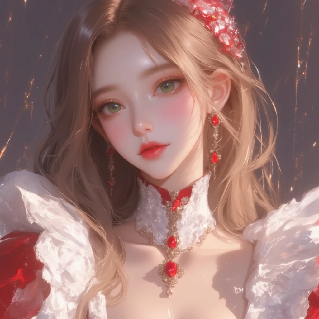 1girl in,top-quality、超A high resolution、(Photorealsitic:1.4)、blue eyess、Look at viewers、red blush、Off-shoulder white dress with floral print
