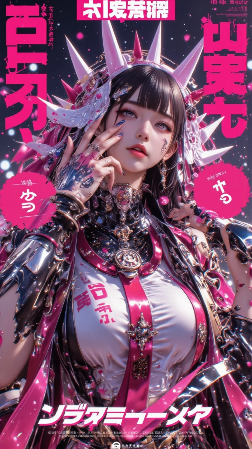 a girl,nurse woman,White round cap,Photo photos,Unreal Engine 5 Realistic Rendering, exist《Genshin》Wearing Kamikawa, (cover comic magazine:1.6), game character, role player, 站exist京都城上, pretty face, arm tattoo,Tattoo on the chest,A of spades,belly tattoo,body surreal,Thick muscles,super!! Types with bobelon, huge, Body moisturized and shiny, purple short hair,双手放exist后面, Professional attire,Black heart,subway station, MILFs,Black suspender stockings