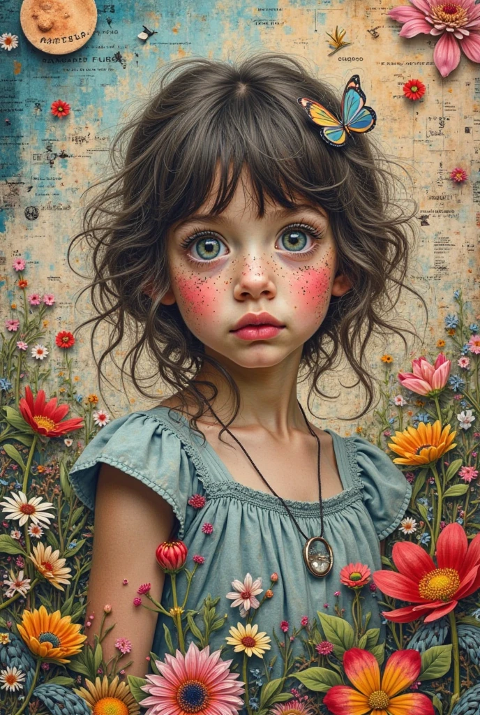 collage made of different pieces of magazine about " a girl in the world of Alice in Wonderland"