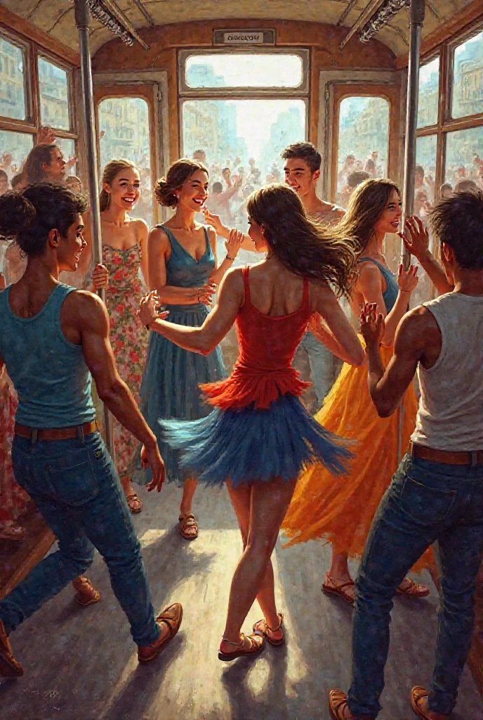  Tram,Dancing,people,