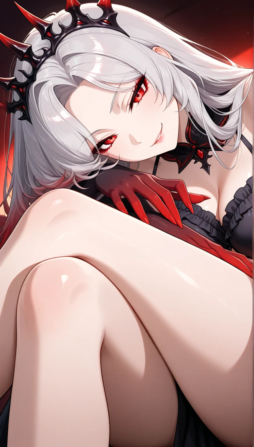 White Hair、Pink Eyes、Short Hair、laughing、Only one girl、alone、Cute、Face is close、Night、laughing、At the bed、Blushing、Erotic、Stick your tongue out、Only one person、Sweating、Excited