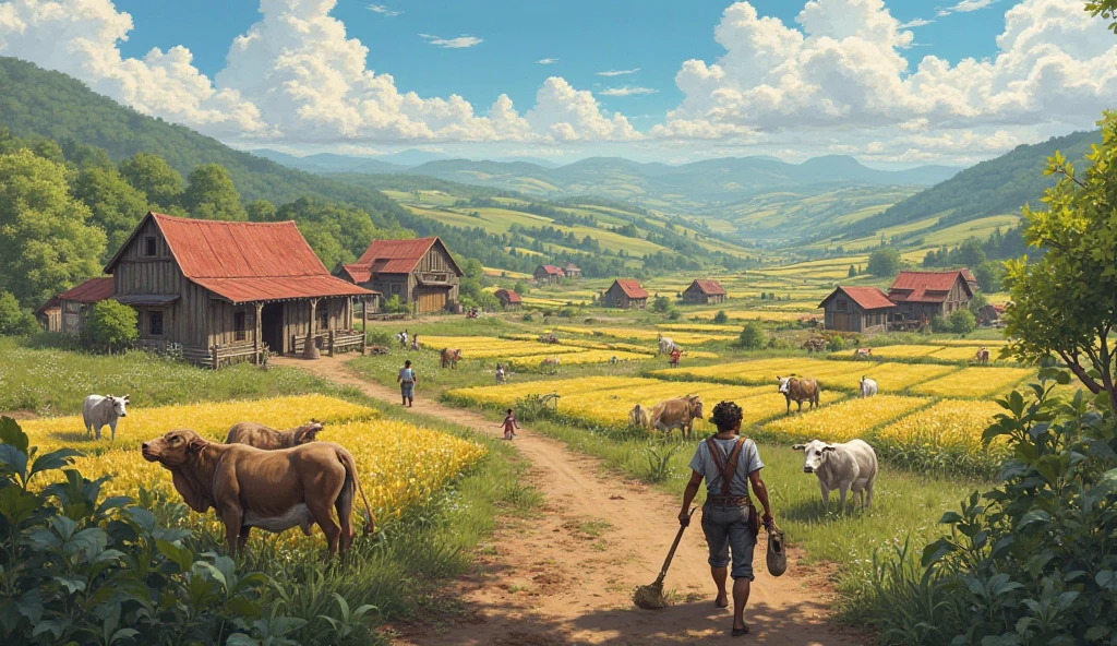 বড় খামার, কাজ করছে তরুণেরা