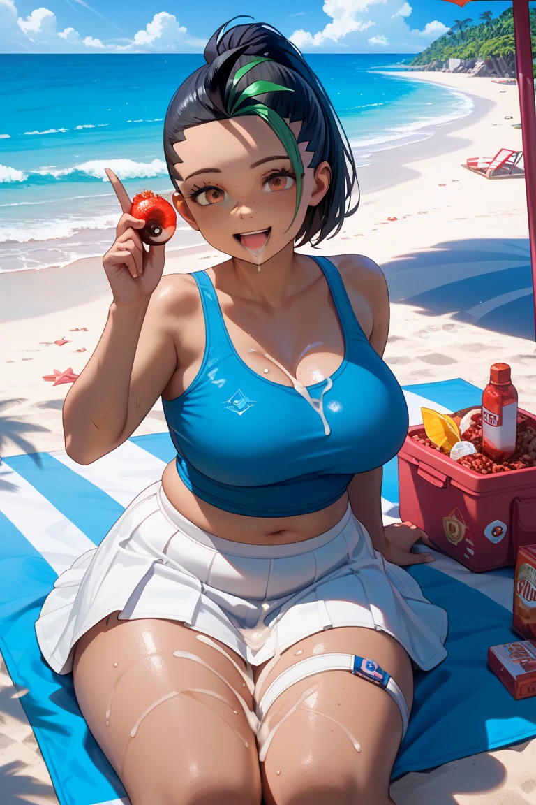 1girl,schoolgirl,Confectionery,building blocks,Furry, animal_ear, Upface, tail, Naked stomach, From below, Navy blue hair, White ears, Purplish red eyes, Thick eyebrows, Baby face, girl, double teeth, short cut hair, swim suit, white bikini, school pool side, water splash, swet, wet skin, thighs, dark brown skin, suntan lines(Highest image quality), (The work of the master), (Hyper-detailing), (eye detailed: 1.0), (light flare lens: 1.0), (filmposter: 1.0), (unwind, downy :1.2), (Light beauty details:1.0),(ssmile:1.0)