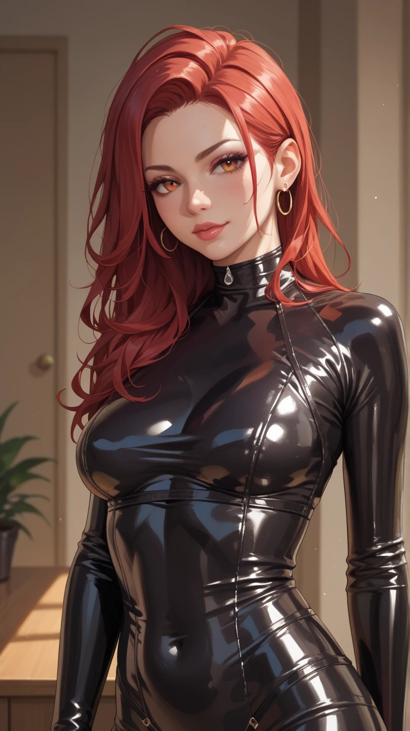 such,red hair 28 year old girl, ear rings , 、face real,、Open your mouth as wide as possible、Sit on the bed、Look straight up and look at us、Deep V-Neck, cleavage emphasis,(Super large chest zoom)、Good Good、sexly, drips onto the breasts, sweating, licked her lips, aroused, crop top, look up at the viewer, kneel on the bed, huge breasts
