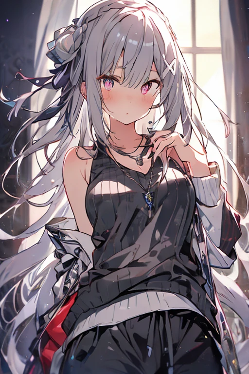 1girl,albino,bare shoulders,cat ears,dress eyelashes,lips,long hair,looking at viewer,photo (medium),red eyes,sitting,solo,white dress,white hair,wolf ears,miqo'te,Touch girl with your hands,Ultra photo realsisim,hyper realisitc,holographic projections.Holographic Display.Holographic style rendering