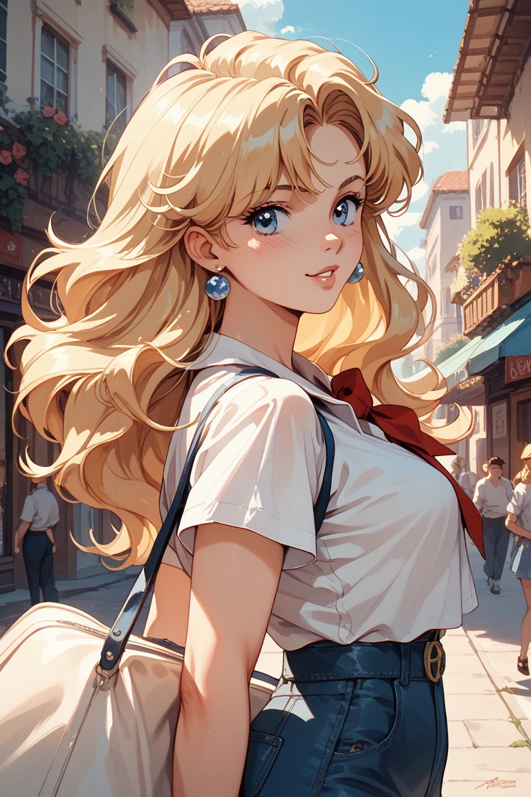 Blonde girl in retro style