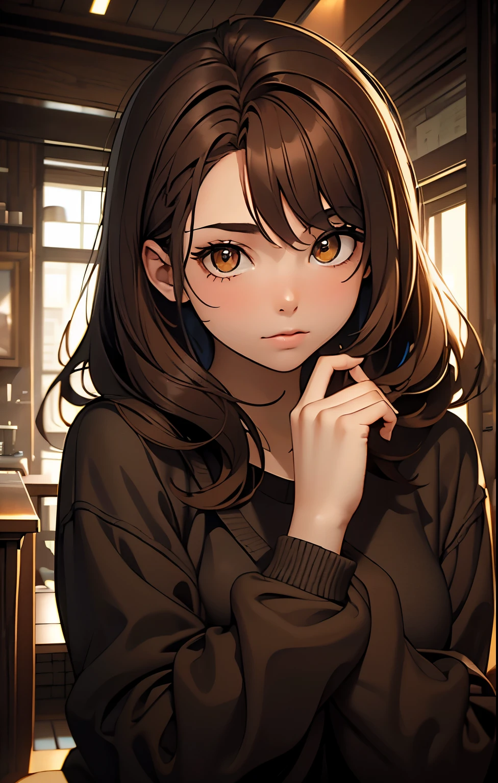   young girl , 14 anos,   loose brown hair , nerdy appearance , overweight, pretty face better quality, hd, 8k, 