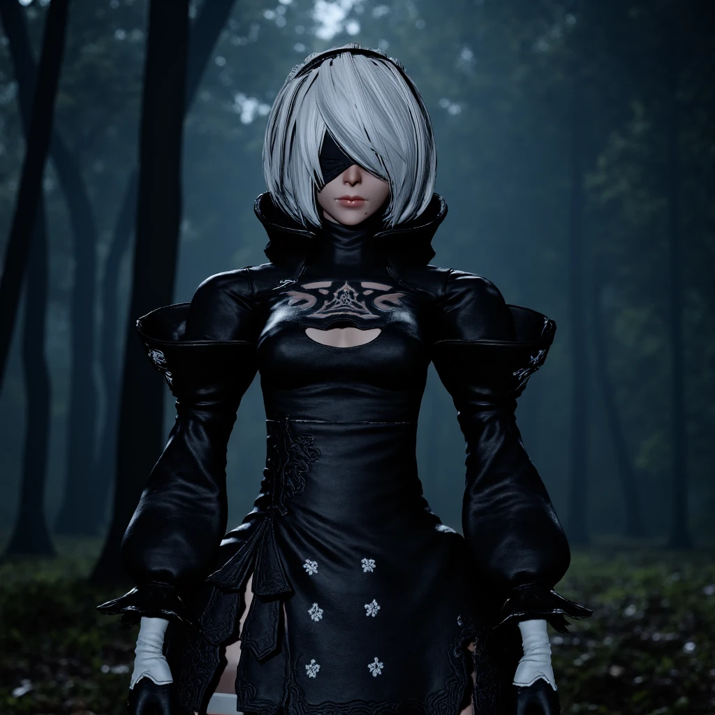 YORHA 2B, FULL BODY, DETAILED FACE