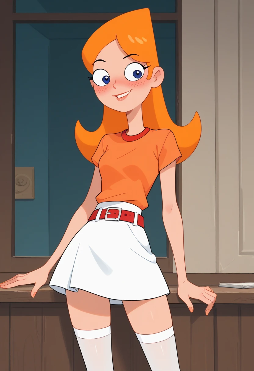frankiefoster, 1 girl, lipstick, Alone, jewelry, Red hair, SMILE, earrings, choker, hoop earrings, bracelet, ponytail in hair , high ponytail, bare shoulders,inside, looking at the viewer, bottomless, spread pussyy, back, naked, Chibi, squatting, bathroom, masturbating ,Ahegao, viewer view, crouched, vagina, again