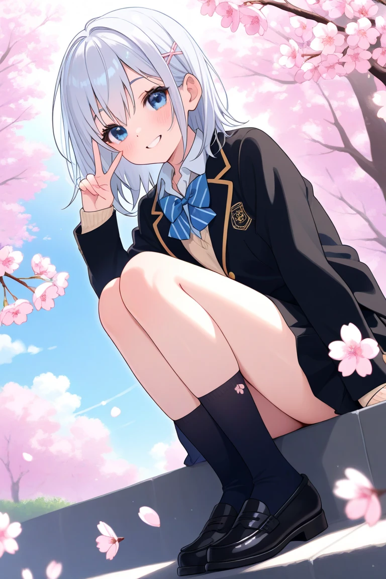 ,girl,Best image quality,,Silver Hair,,Blue Eyes,Wolf ears,White skin,Wolf Tail,Short Hair,Straight Hair,Half Eye,hydrangea,rain,rainを浴びる,Wet with water,Hands on head,naked,tits,,,small,