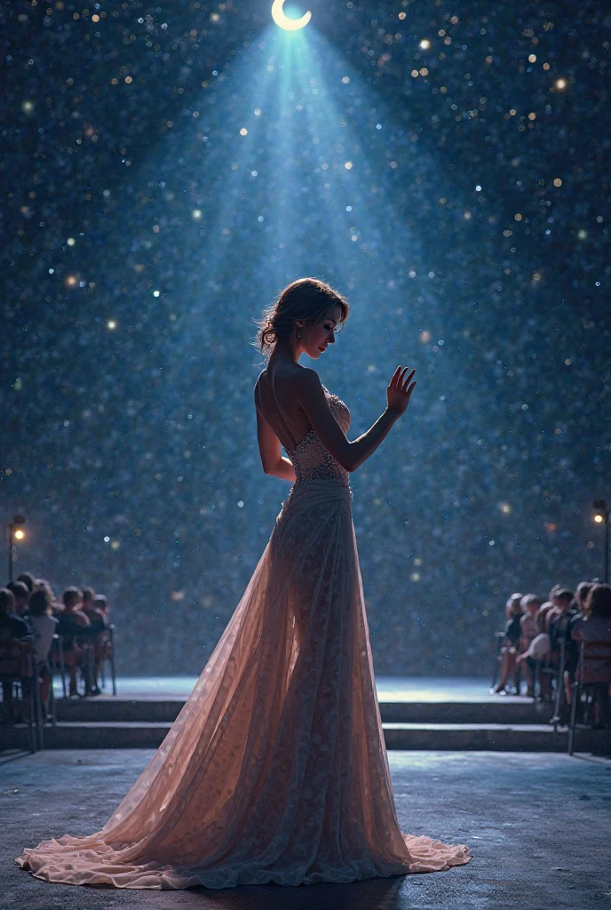 diva beautiful woman outdoor stage starry sky
