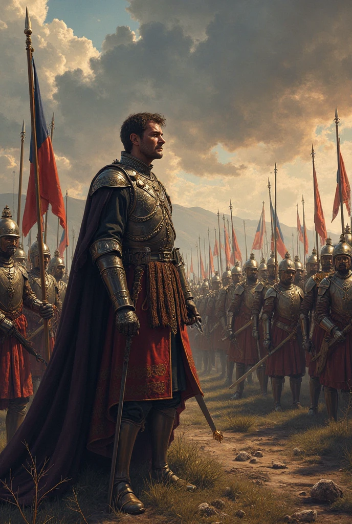 Kingdom Of France Army And King Front but slightly away Ready for Battle (MedievalTime)