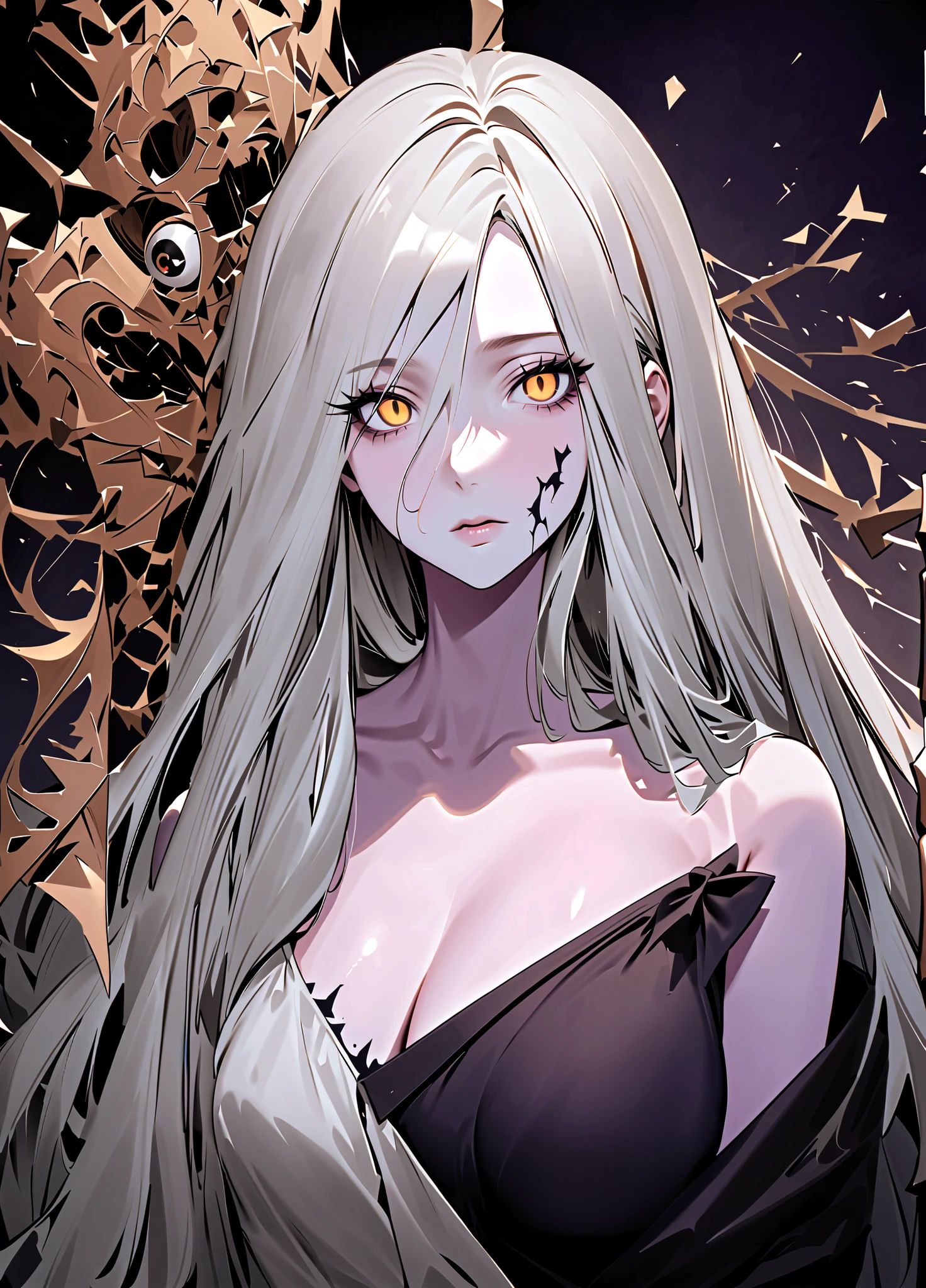 Highest quality, masterpiece, Ultra-high resolution、Very detailed, female、Big Breasts、End of the World、Zombie Girl、princess、Lightweight gothic dress、Shiny pale green discolored skin、A dumb look、Beauty、Blonde、Tight waist、Red Eye、Flawless skin、Even zombies have elegance and beauty、The dress before she turned into a zombie、2.5th Dimension